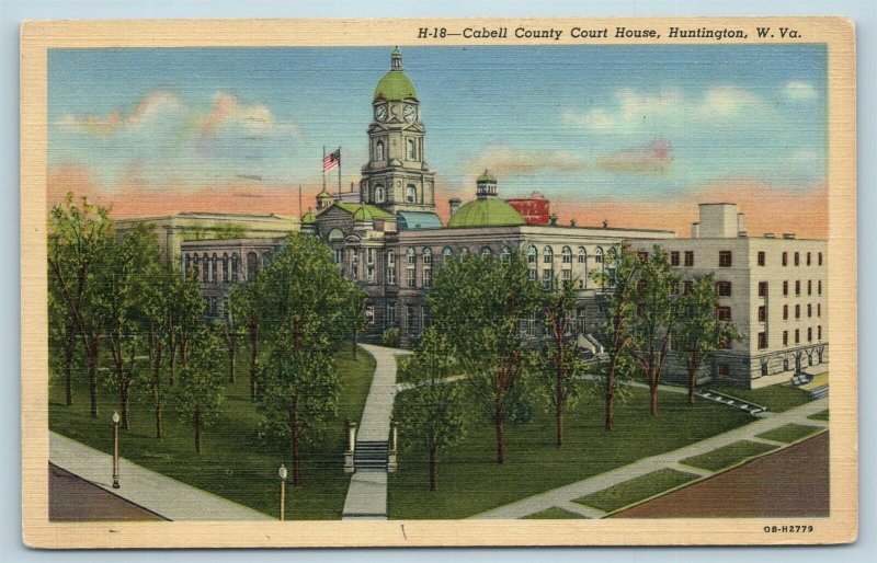 Postcard WV Huntington West Virginia Cabell County Courthouse 1945 C41
