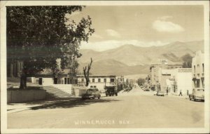 Winnemucca NV Street View c1940s Real Photo Postcard