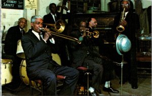 New Orleans Jazz Band, Bourbon Street New Orleans LA Vintage Postcard O69