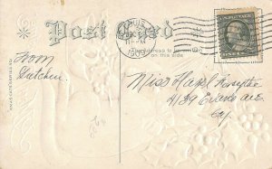 Christmas cat holly candle postcard 1909 ae102