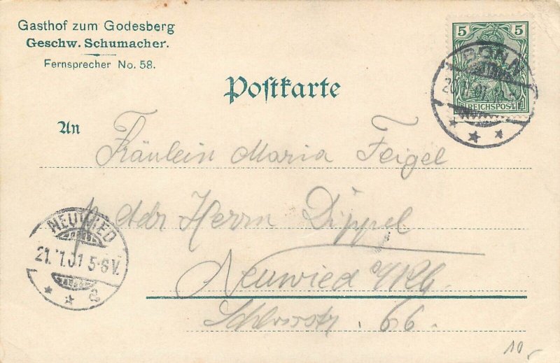 Germany gruss aus Bad Godesberg Bonn Gasthof Geschw. Schumacher 1901