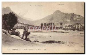 Old Postcard Grenoble Suspension bridge over the Drac