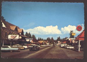 BIG BEAR LAKE VILLAGE CALIFORNIA DOWNTOWN STREET SCENE OLD CARS POSTCARD