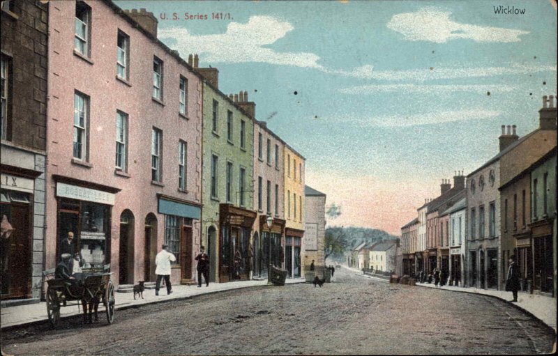 Wicklow Ireland Street Scene c1910 Vintage Postcard