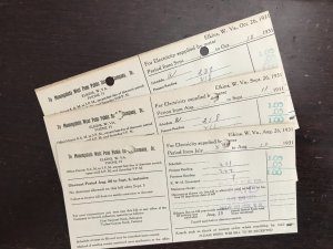 ELKINS WV~MONONGAHELA WEST PENN PUBLIC SERVICE~1931 ELECTRICITY BILLS-LOT OF 3