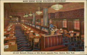 New York City Solowey's Restaurant LINEN Postcard