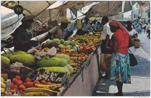 Famous schooner market offering fruits and vegetables, Curacao, 40-60s