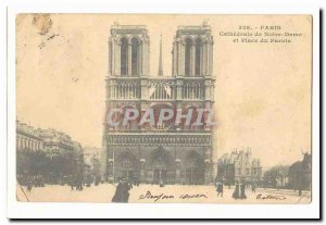 Paris (1) Old Postcard Cathedral of Our Lady and Place du Parvis