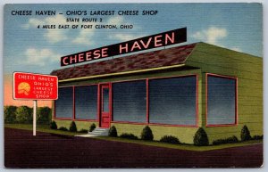 K31/ Port Clinton Ohio Postcard Linen Cheese Haven Shop Largest 394
