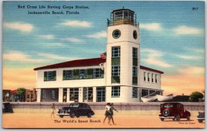 1955 Red Cross Saving Corps Station Jacksonville Beach Florida Posted Postcard