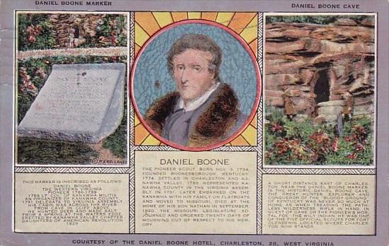 West Virginia Charleston Daniel Boone Marker Daniel Boone Cave Courtesy Of Th...