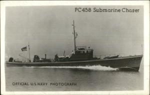 US Navy Boat PC458 Submarine Chaser 1944 Used Real Photo Postcard WWII