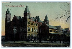1910 Union Station Exterior View Building Louisville Kentucky Vintage Postcard