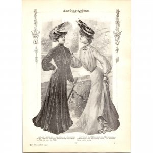 1903 Edwardian Era Ladies Fashion Original Vintage Paper Print