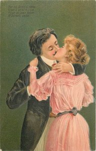 Postcard C-1910 PFB Romantic couple Kissing humor artist impression 23-1218