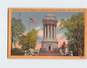 Postcard Soldiers and Sailors Monument New York City New York USA