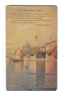 Poem Longfellow Creased Postcard 1907-1915 One Mile-Stone More