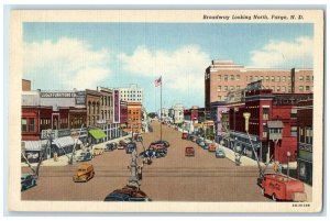 1948 Bird's Eye View Of Broadway Looking North Fargo North Dakota ND Postcard