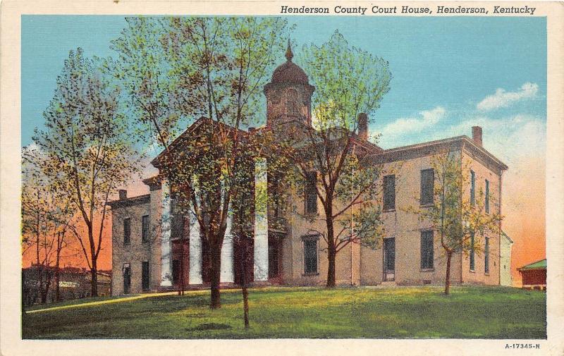 C43/ Henderson Kentucky Ky Postcard c1930 Henderson County Court House