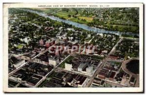 Old Postcard Airplane View Of Business District Macon