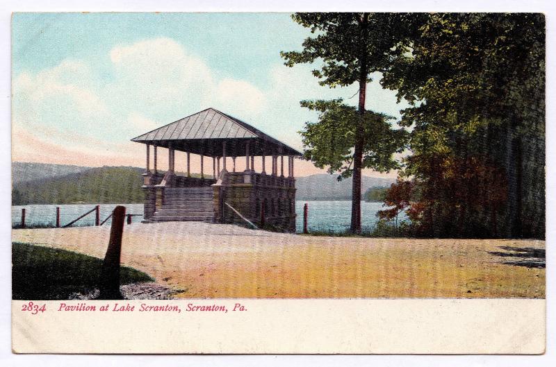 1901-1907 Scranton PA Pavilion at Lake Scranton Early UDB Color RARE Postcard