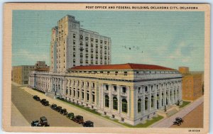 c1940s Oklahoma City, OK Post Office Federal Building Downtown Car Linen PC A293