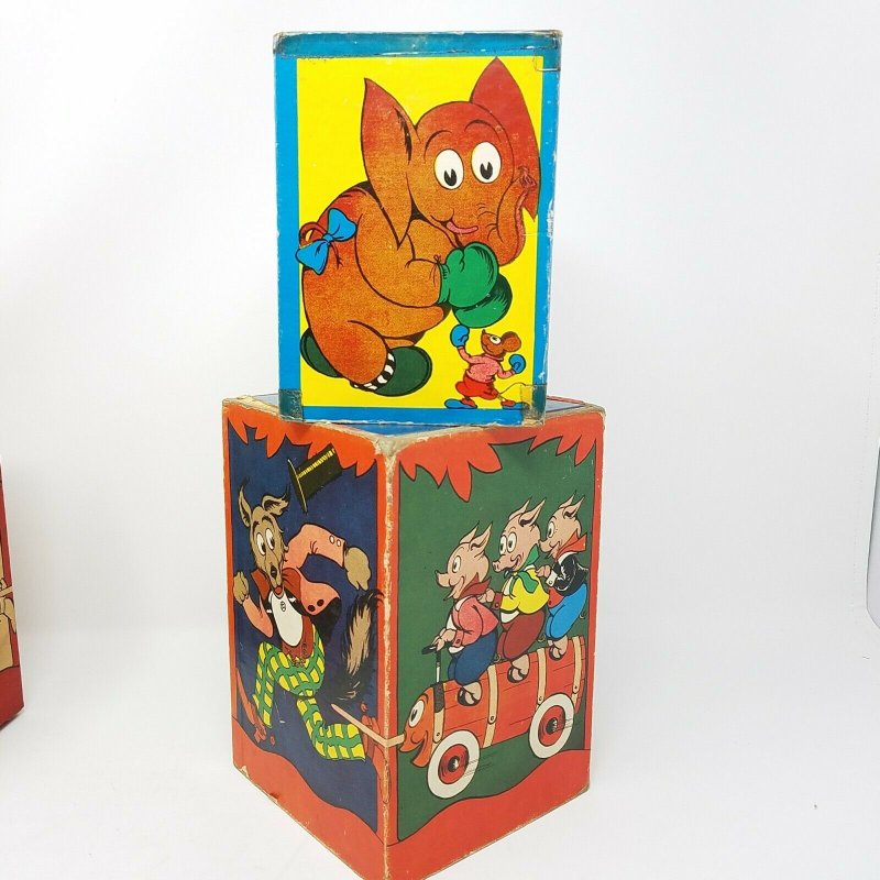 Vintage Nesting Toy Blocks 1930's Kids Stacking Musical with Original Box