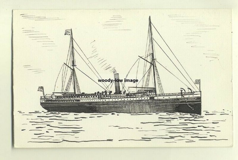 su0409 - American Liner - City of Augusta  built 1880 - 1 off Pen & Ink postcard