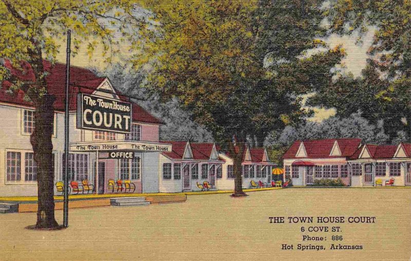 Town House Court Motel Hot Springs Arkansas color linen postcard