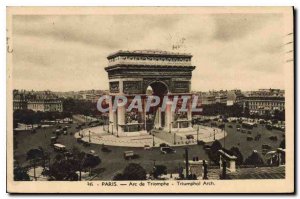 Old Postcard Paris Arc de Triomphe