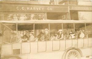 C-1910 Touring bus CC Harvey Company RPPC real photo postcard 10753