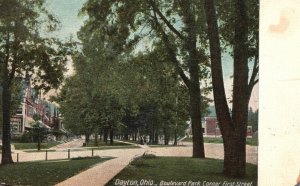 Boulevard Park Corner First Street Dayton Ohio The Hugh Vintage Postcard 1910