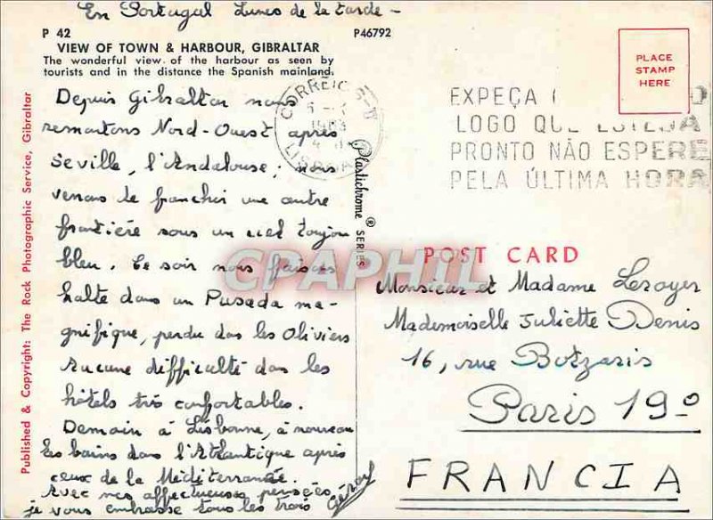 Postcard Modern View of Town Harbor Gibraltar