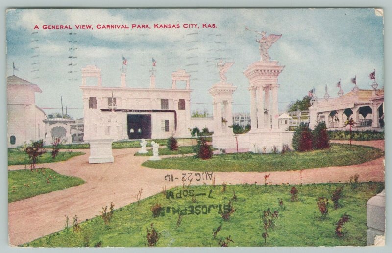 Kansas City Kansas~General View Of Carnival Park~1910 Postcard