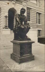 Haverhill MA Statue of the Thinker c1910 Real Photo Postcard