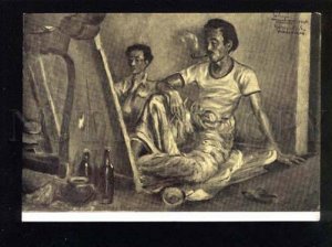 045015 INDONESIA Opium Smoking painter by Kariati Old PC