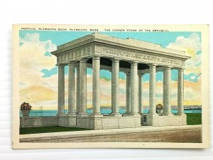 Vintage Postcard 1920's Portico Plymouth Rock Corner Stone of the Republic MA