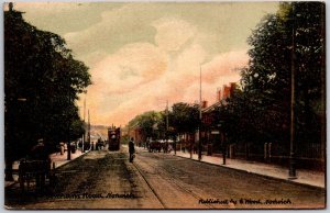 Hernam Road Norwich England Sunset Residential Houses Horse Carriage Postcard