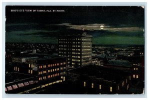 1914 Bird's Eye View of Tampa Florida FL By Night Unposted Antique Postcard