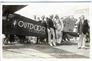 Pilots Refueling Plane Outdoor Cosmetics Stanavo Oil Real Photo RPPC Postcard