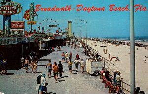 Florida Daytona Beach Scene On The Broadwalk Coca Cola Sign 1970