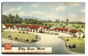 Postcard Billy Boots Motel West Frederick Maryland MD