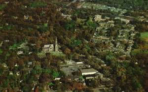 Vintage Postcard Aerial View Center Congregational Church Greenwich Connecticut