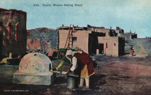 Vintage Postcard Pueblo Women Baking Bread Before the Coming of the Spaniards