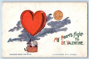 Springfield Missouri MO Postcard Valentine Couple On Heart Hot Air Balloon c1910