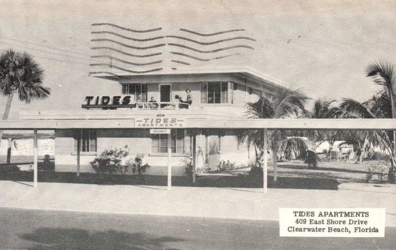 Vintage Postcard 1950's Tides Apartments East Shore Drive Clearwater Beach FL