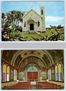 2 Postcard KALAPANA, Hawaii HI~Interior/Exterior STAR of the SEA CATHOLIC CHURCH