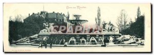 Postcard Old Large Format Gruss Aus Munchen Horse 28 * 9.5 cm