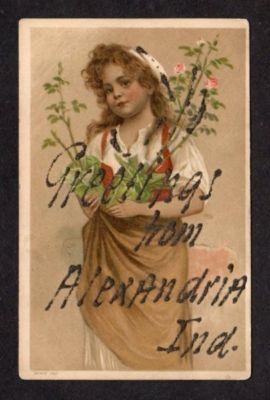 IN Vintage Greetings ALEXANDRIA INDIANA Postcard Roses