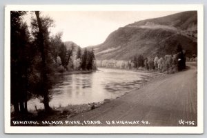 Idaho Beautiful Salmon River uS Highway 93 RPPC Postcard D22